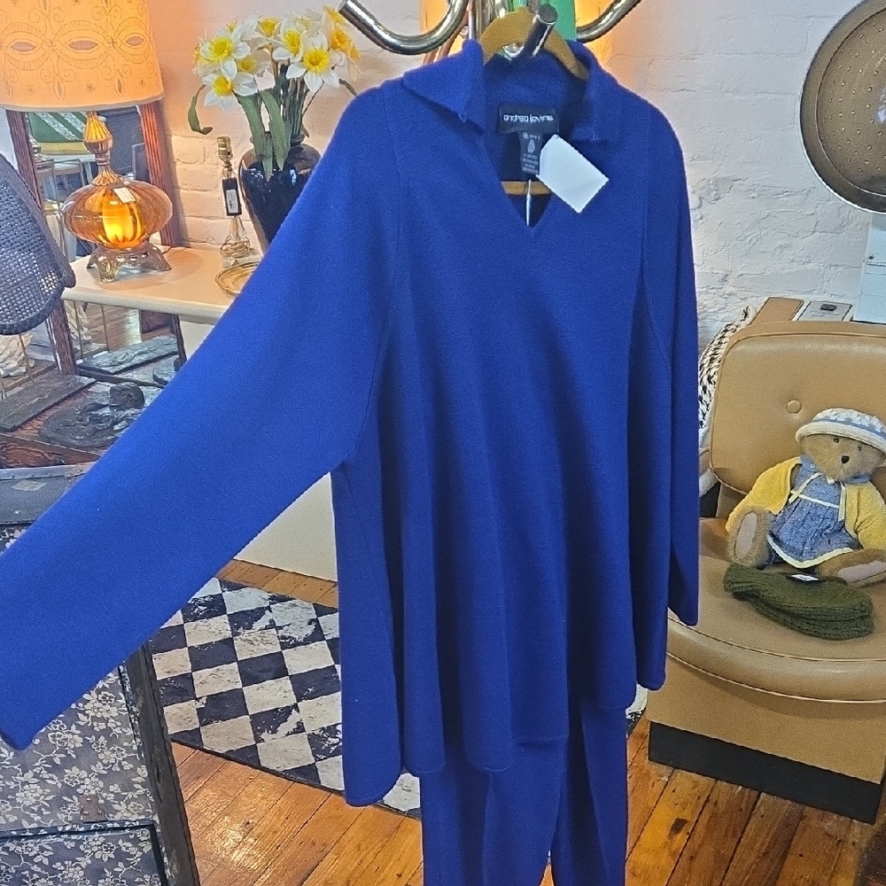 Vtg Andrea Jovine Purple Knit Two-Piece Set WOOL